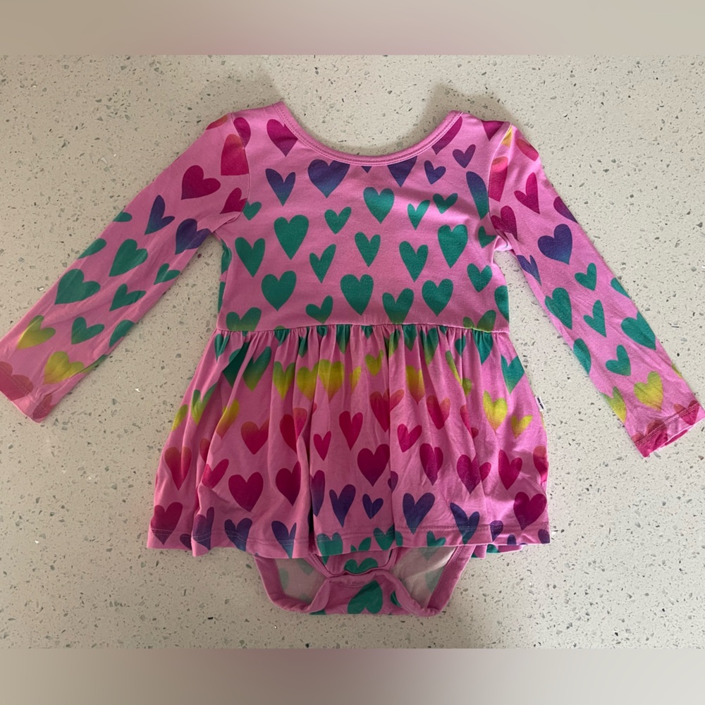 Ombré Hearts Twirl Dress With Bodysuit
